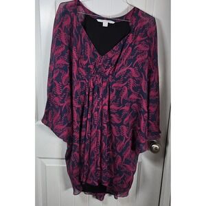 DVF Diane Von Furstenberg Fleurette Printed Silk Chiffon Kaftan Mini Dress 0